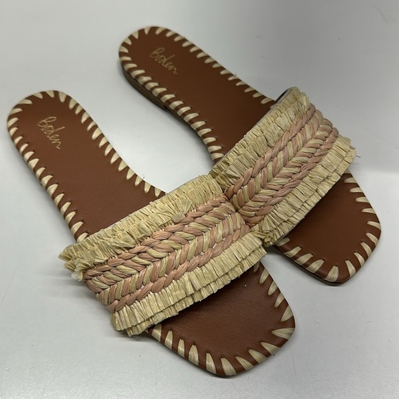 Boden Shoes - Boden Slides Sandals Mules Slip On Shoes Rafia Straw Cream Natural Size 39 US 9